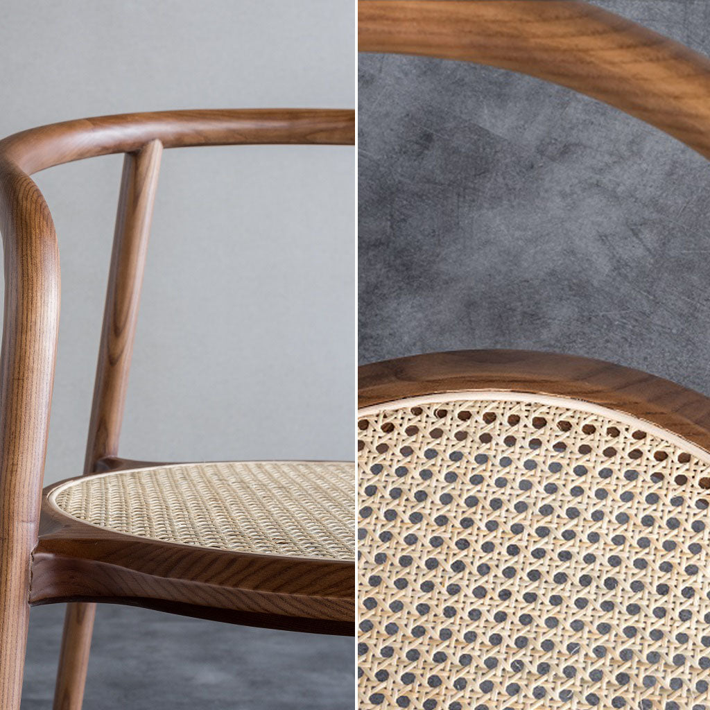 ARANHA Dining Chair Walnut Wood Rattan