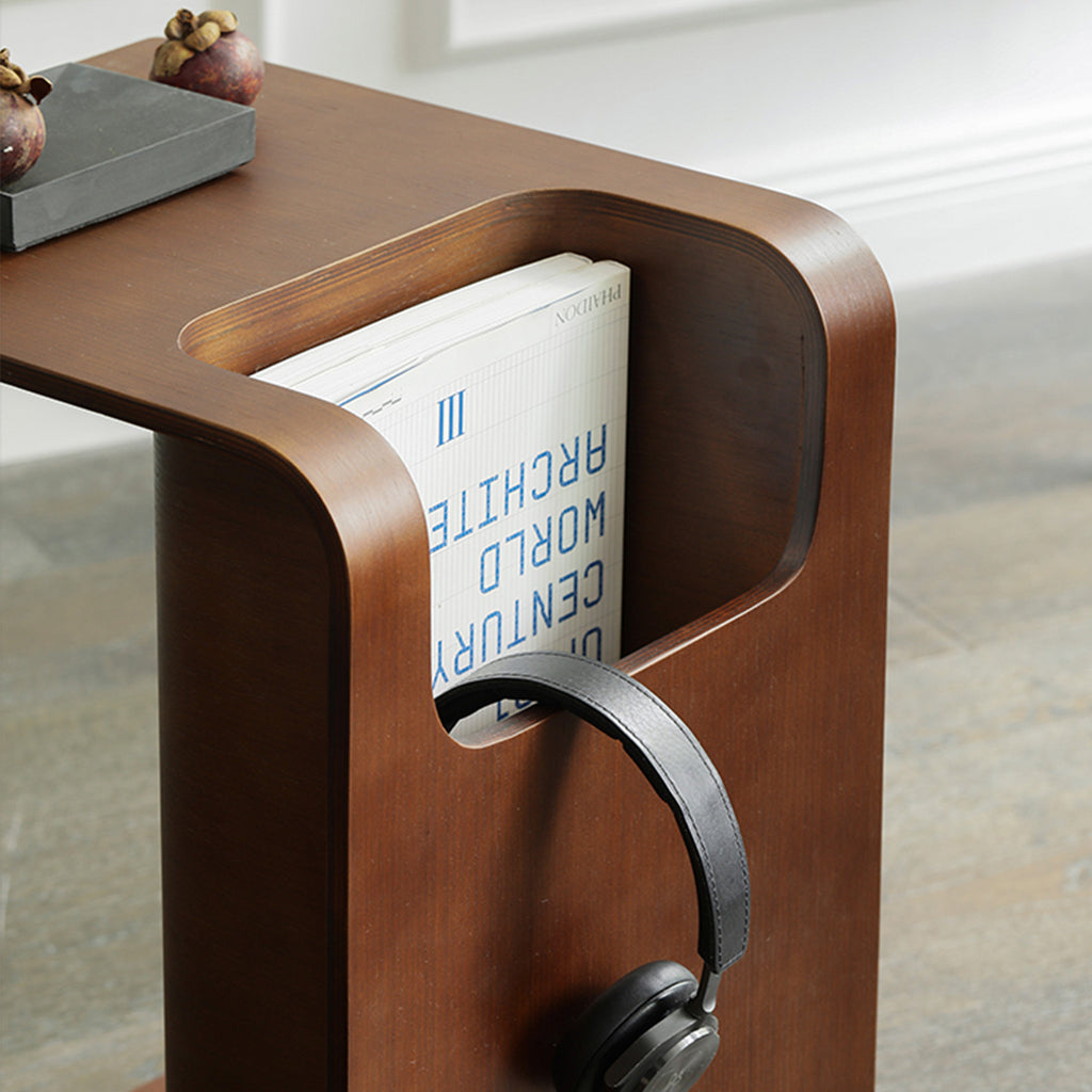 ARCHIE Wooden Side Table Walnut Storage
