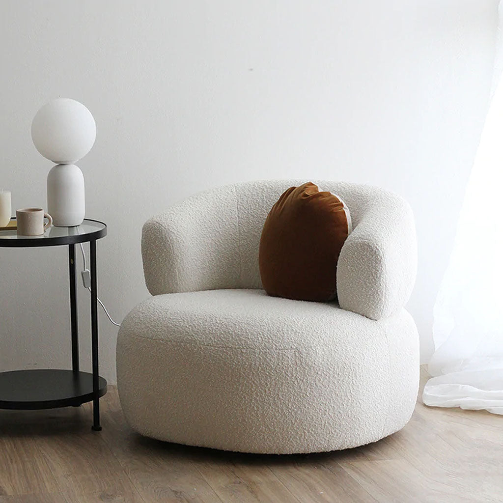 White Boucle Armchair Sofa