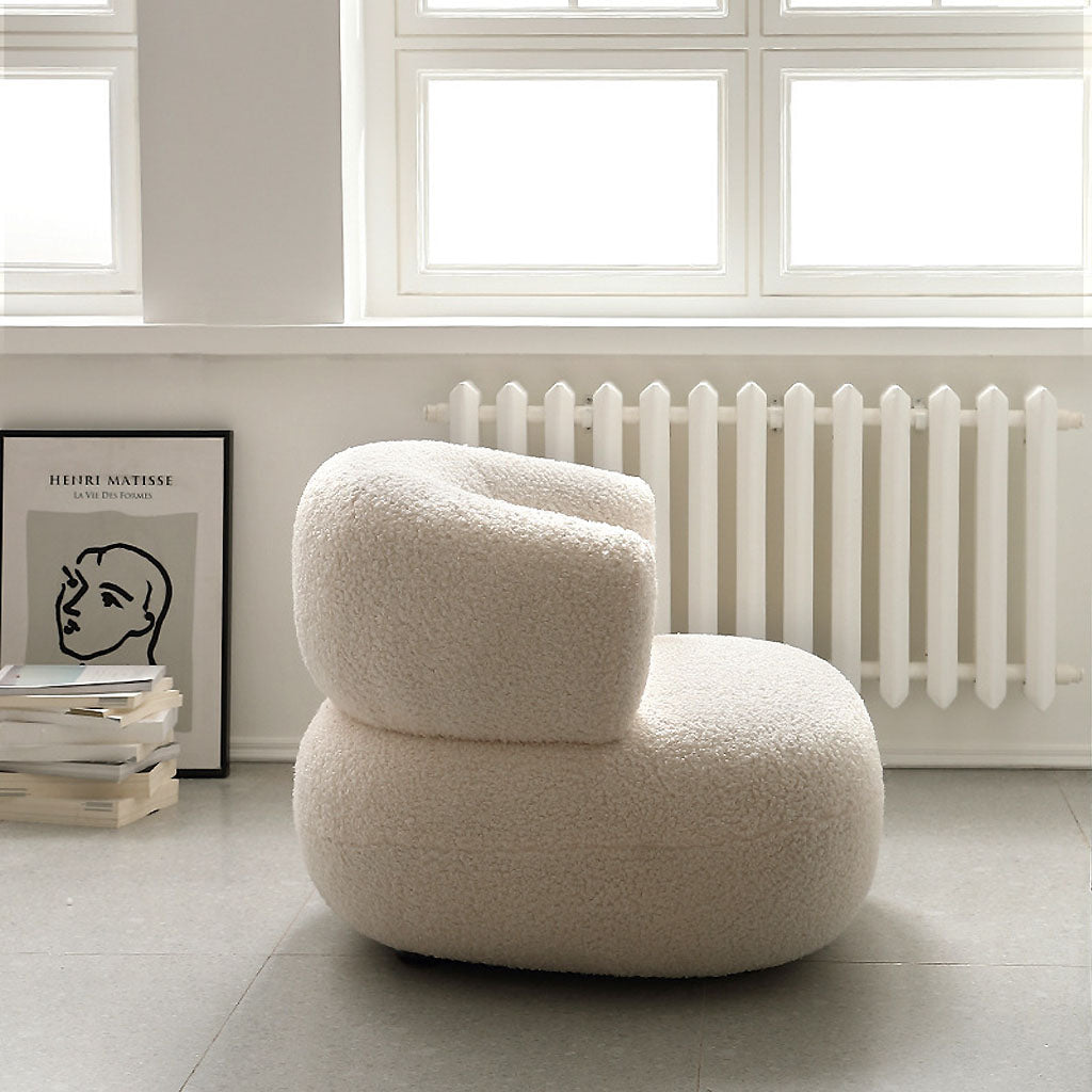 White Boucle Armchair Sofa