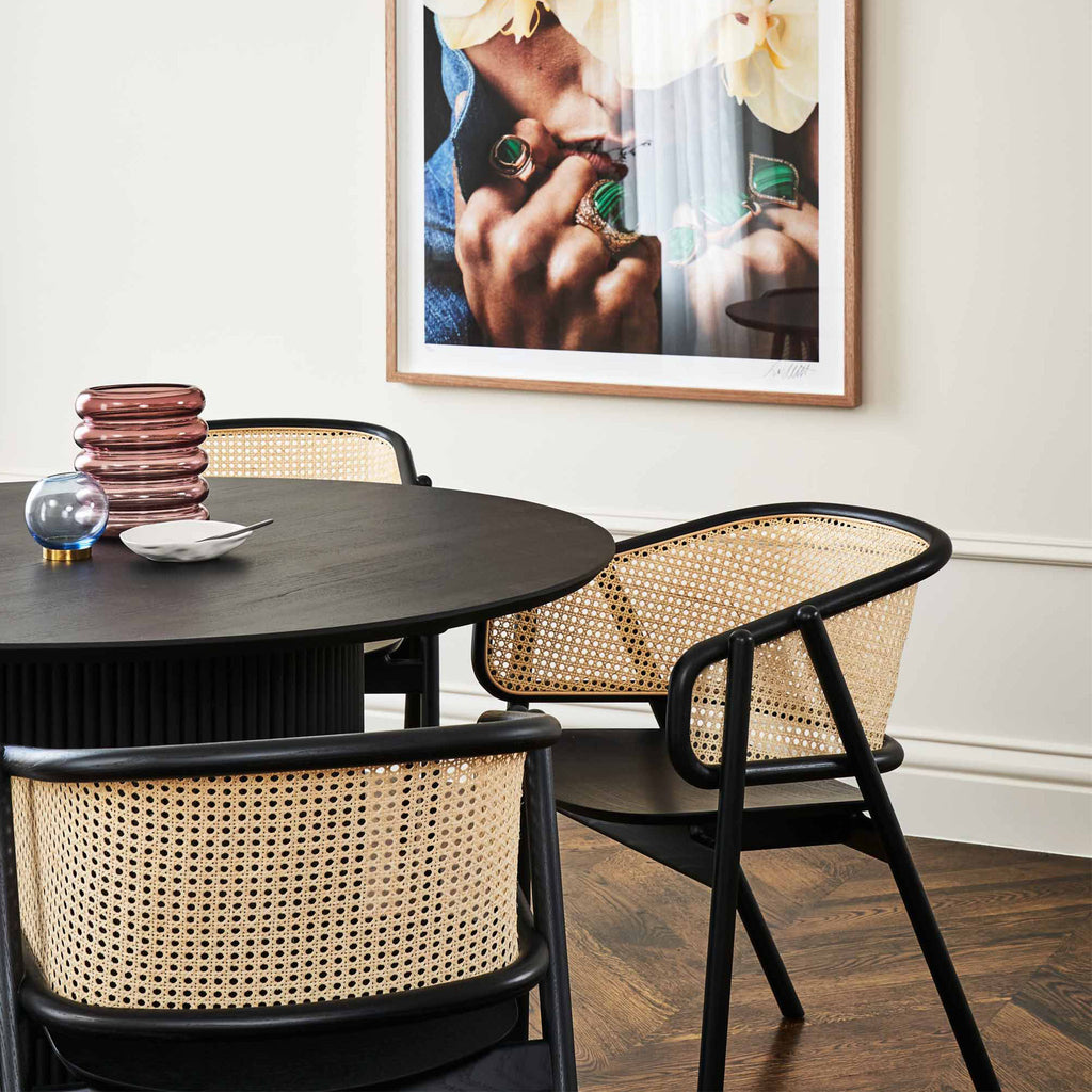 CANE 2201 Dining Wood Armchair Black Setting