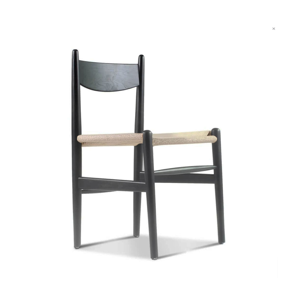 Solid Wood Dining Chair in Paper Cord Black