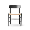 Wooden Dining Chair with Paper Cord Seat Curved Back Rest Black