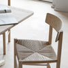 Wooden Dining Chair with Paper Cord Seat Curved Back Rest Reading Chair