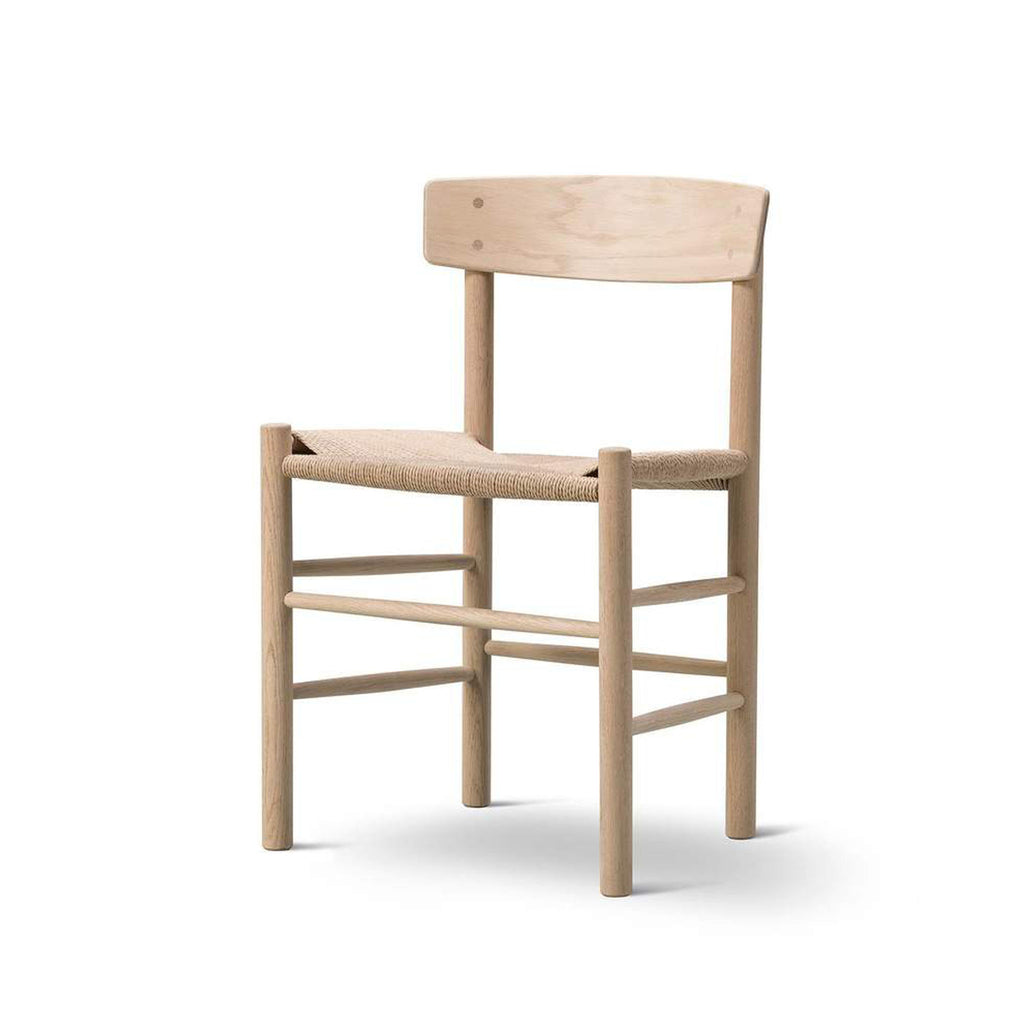 Wooden Dining Chair with Paper Cord Seat Curved Back Rest