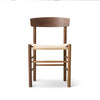 Wooden Dining Chair with Paper Cord Seat Curved Back Rest Walnut