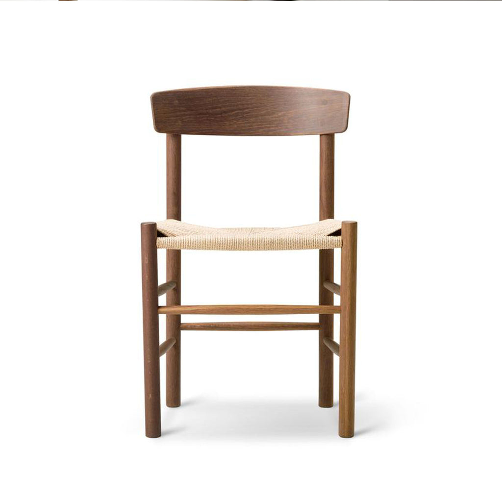 Wooden Dining Chair with Paper Cord Seat Curved Back Rest Walnut
