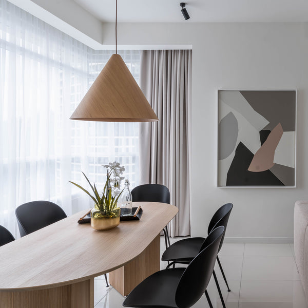 CONE Wooden Large Dining Pendant Light Natural Oak