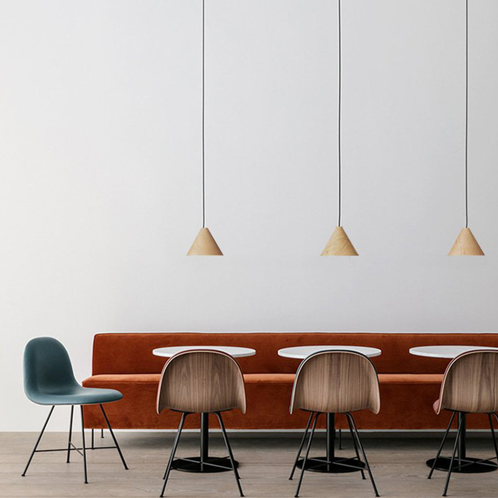 CONE Wooden Small Cafe Pendant Light Natural Oak
