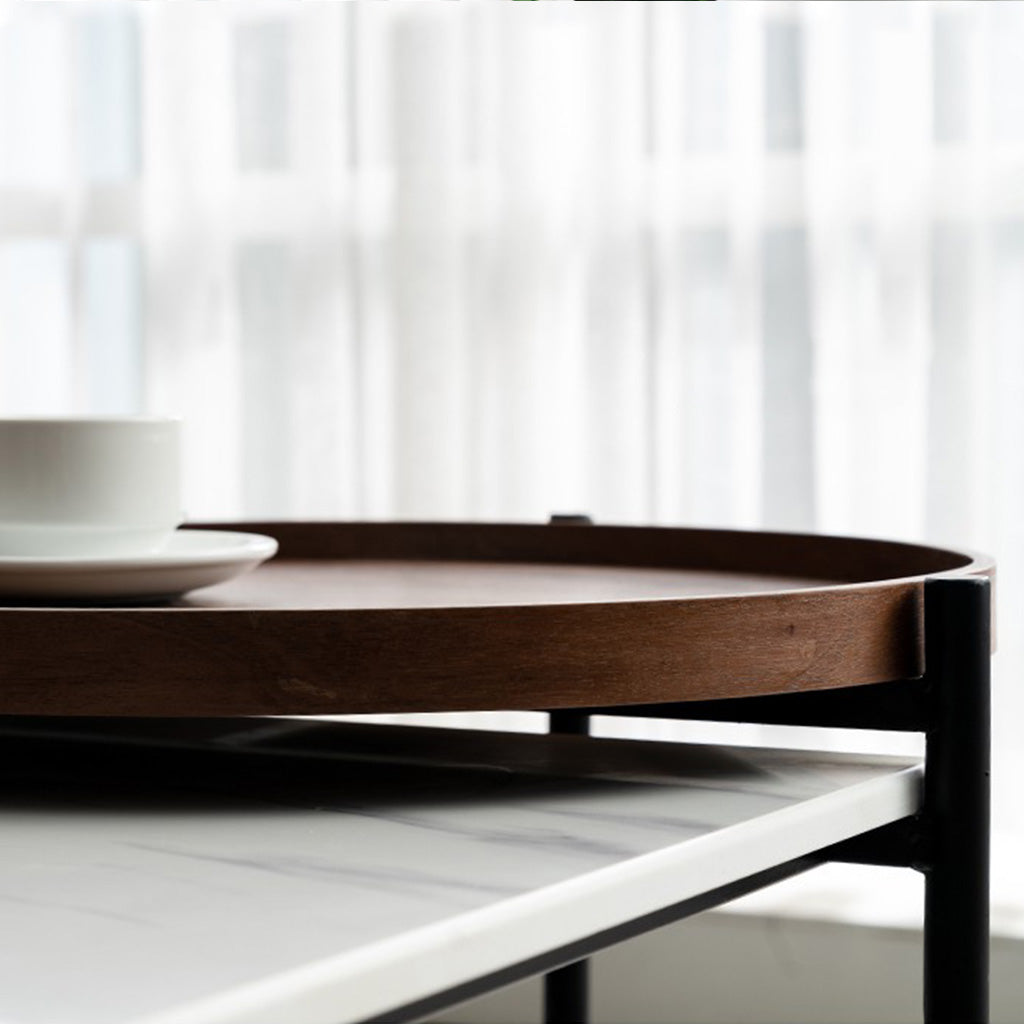 Foster Coffee Table Wood Marble Steel