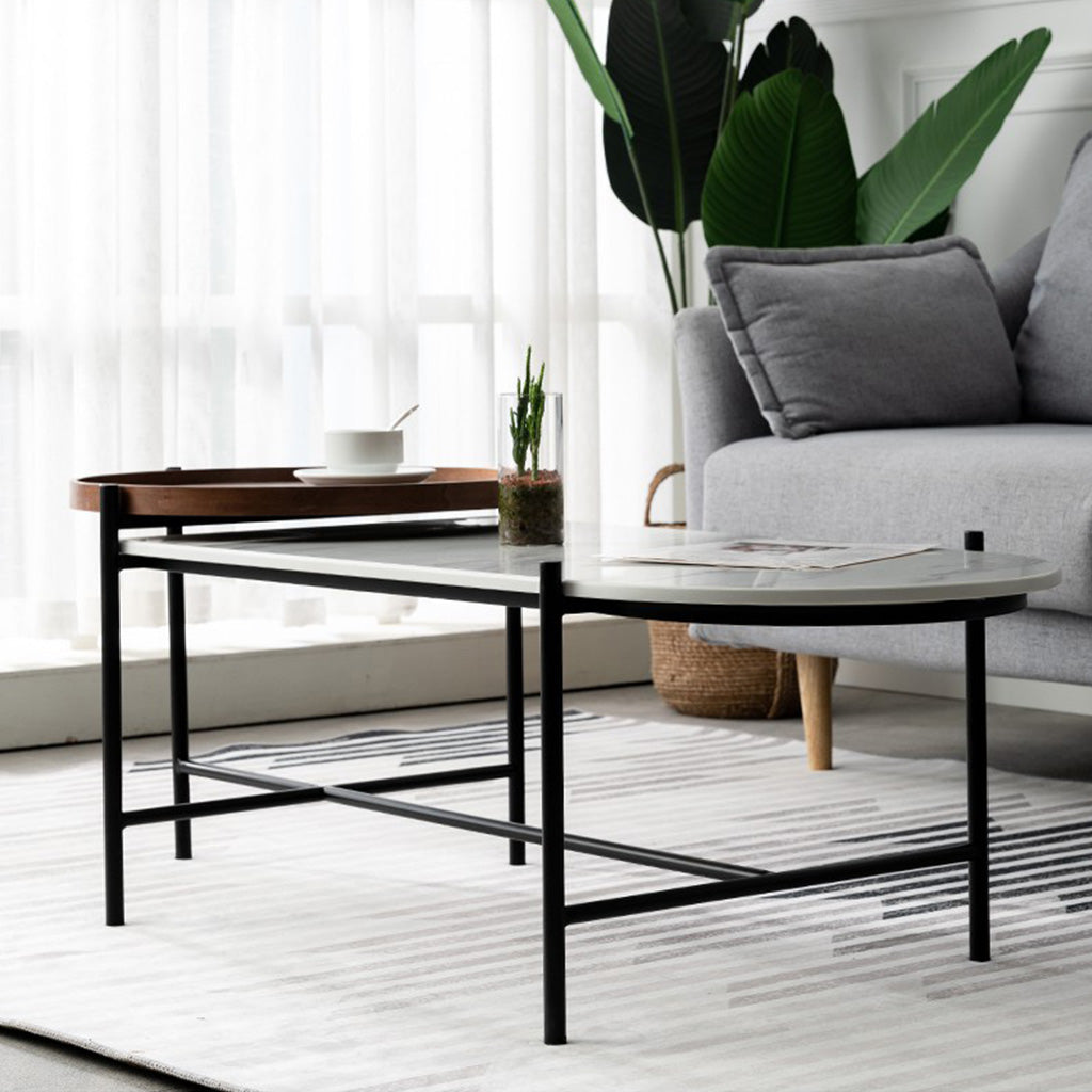 Foster Coffee Table Wood Marble Steel