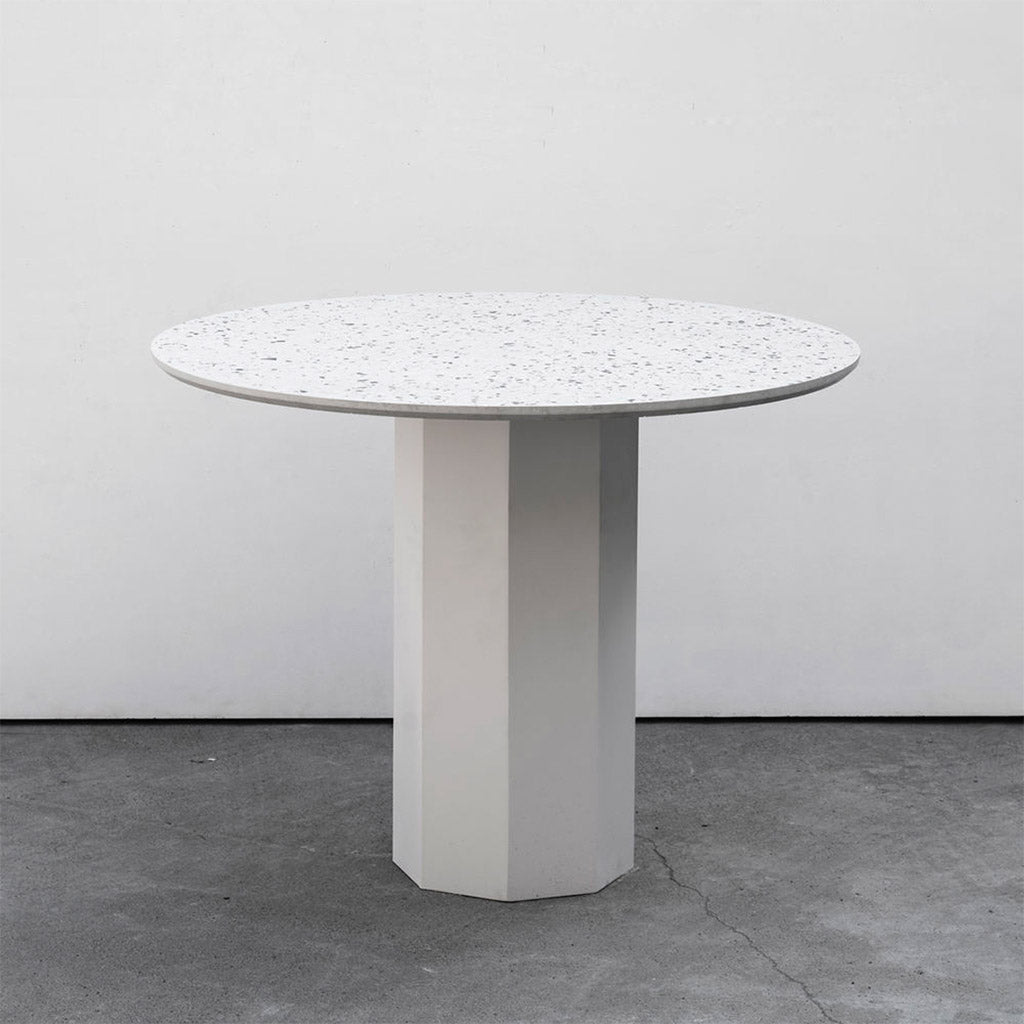 GONG Steel White Terrazzo Round Dining Table