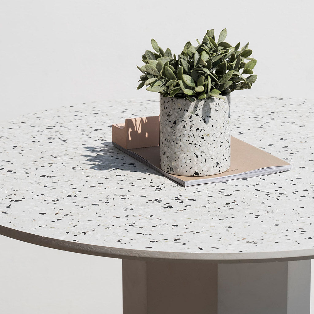 GONG Steel White Terrazzo Round Dining Table Top