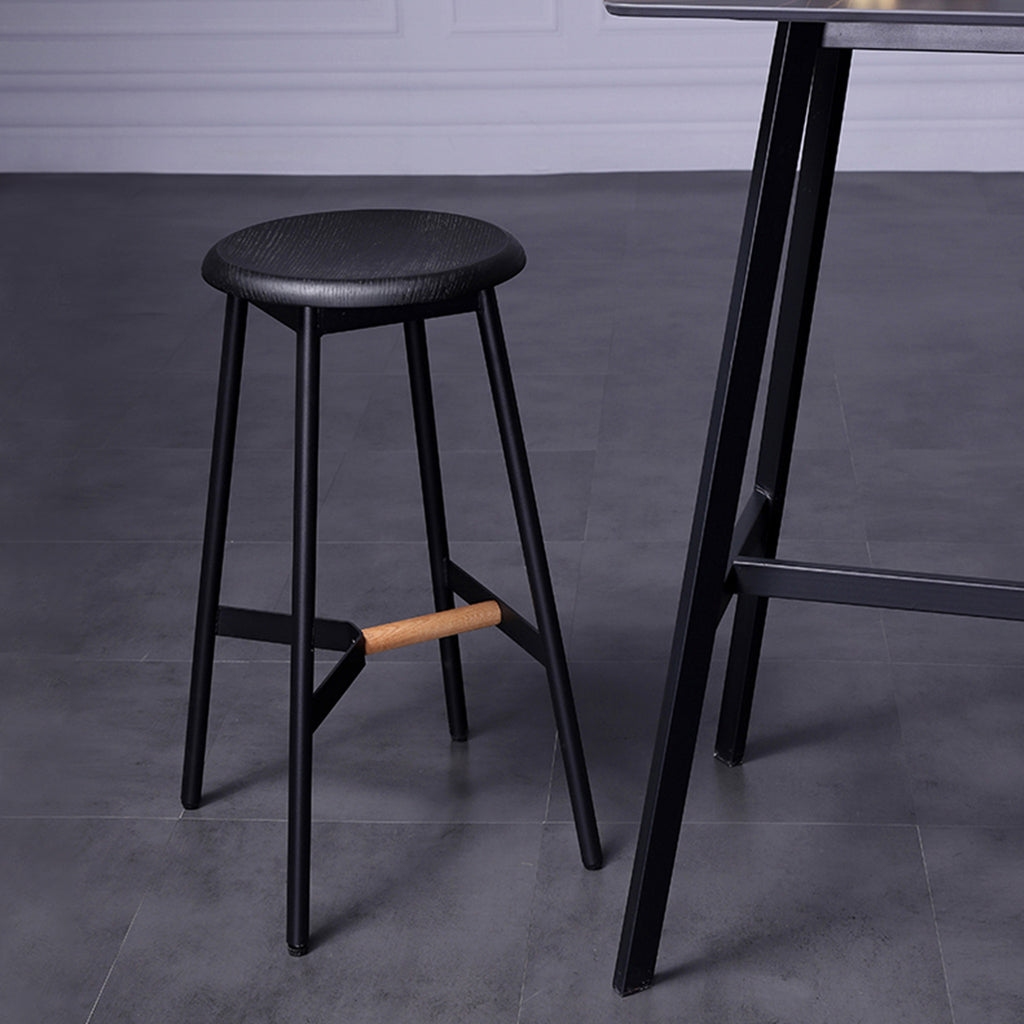 Gaffel Bar Stool Wood Steel Black