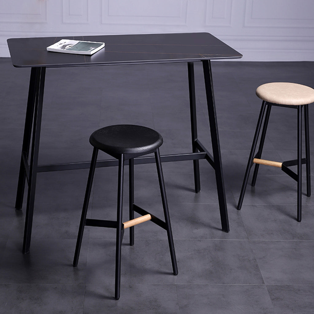 Gaffel Bar Stool Wood Steel Black