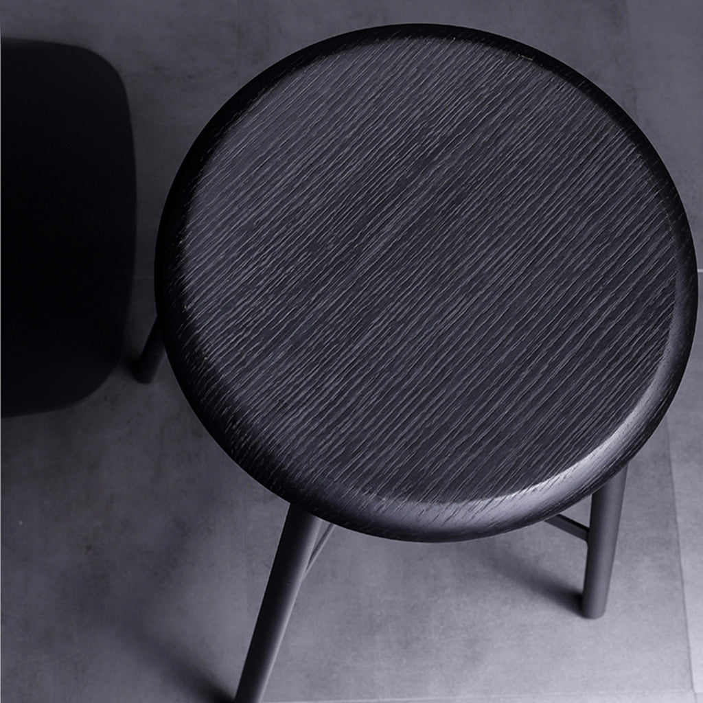 Gaffel Bar Stool Wood Steel Black