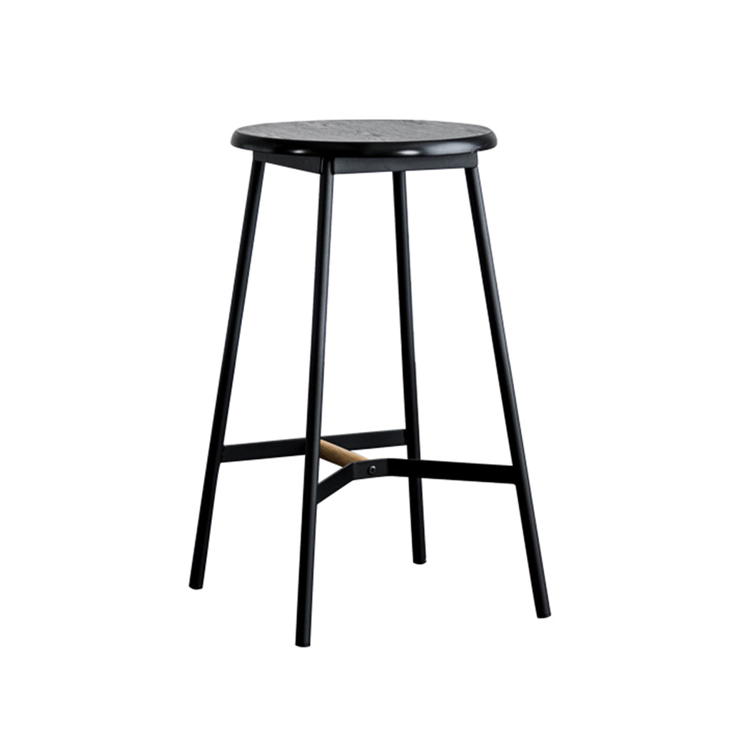 Gaffel Bar Stool Wood Steel Black