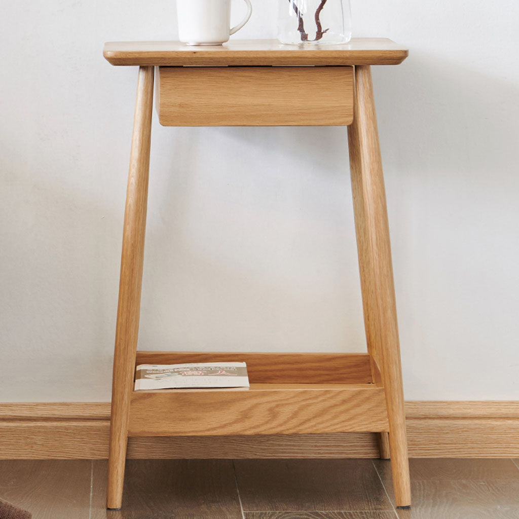 HARLOSH BED SIDE TABLE OAK FRONT