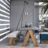 Harper Seating Bench Oak Wood Linen Cushion Dining
