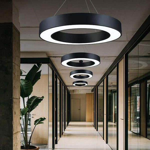 Halo Pendant Light Black Corridor