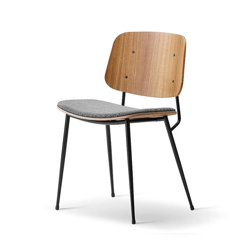 KELSIE Dining Chair Oak Upholstered Seat Angled