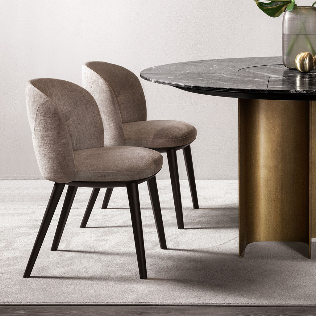 LOUIE Dining Chair Fabric Beige Side