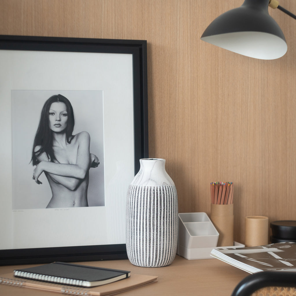 Beautiful Textured Lined Ceramic Vase