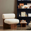 L'ART Bouclé Lounge Chair in solid ash wood walnut