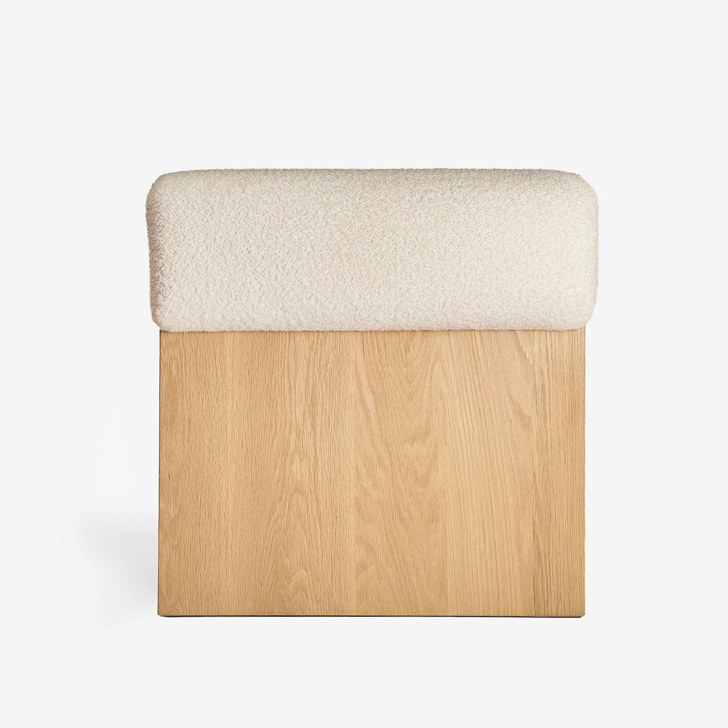 L'ART Bouclé Lounge Chair in solid ash wood back view