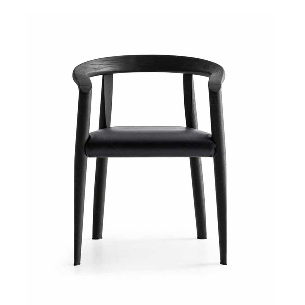 MILLA CHAIR BLACK TINTED BLACK LEATHER FRONT