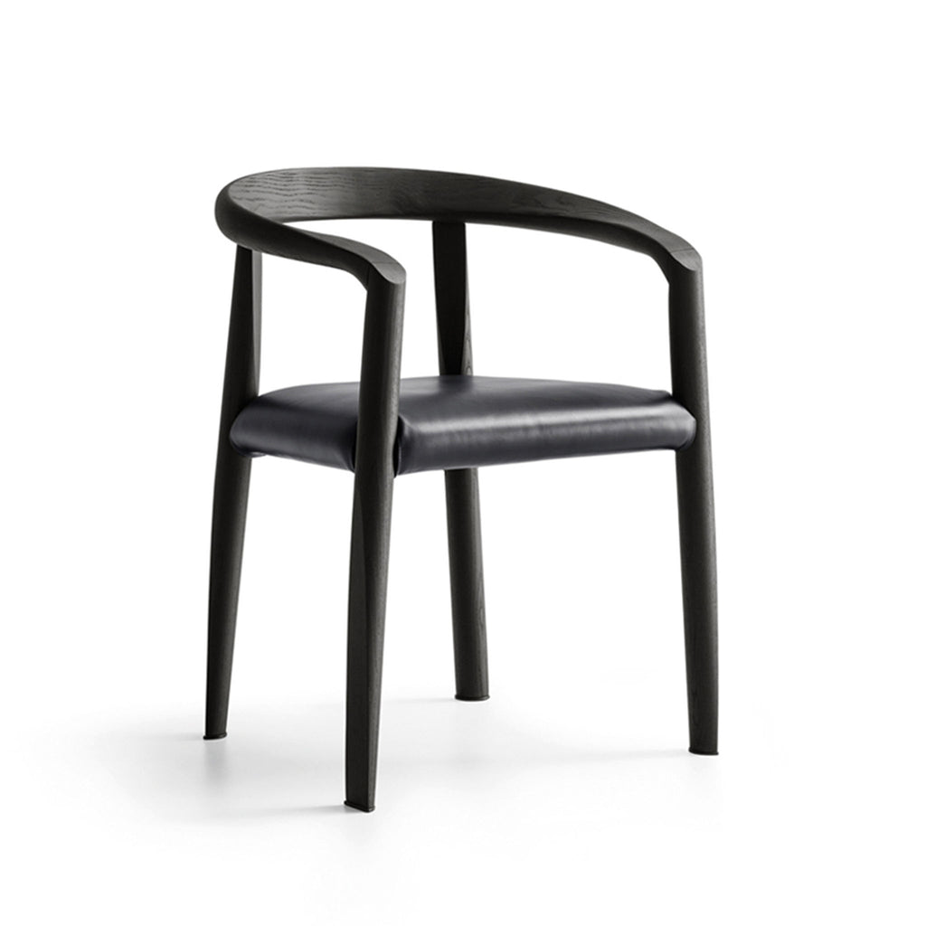 MILLA CHAIR BLACK TINTED BLACK LEATHER SIDE