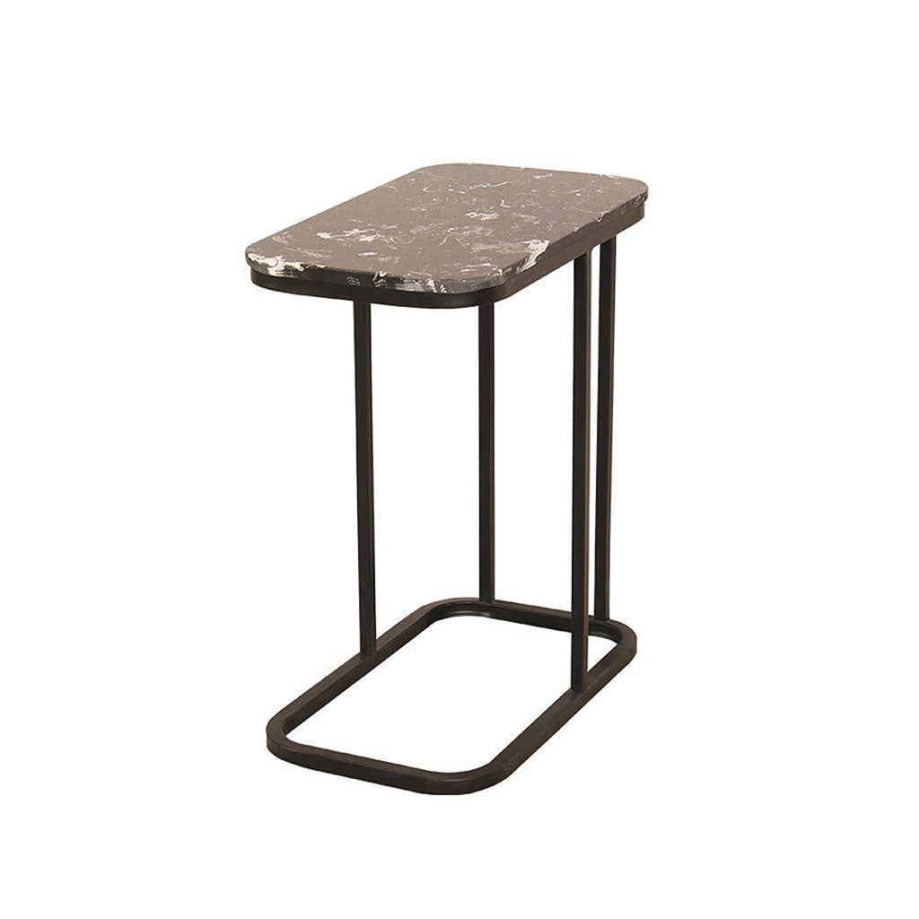 Rectangulum Black Marble and Steel Side Table