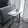 Rectangulum White Marble and Steel Side Table