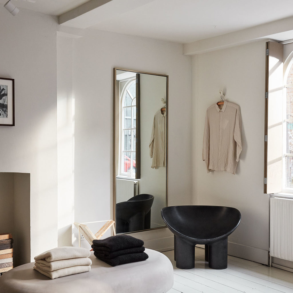 CORA ARMCHAIR BLACK LIFESTYLE BEDROOM