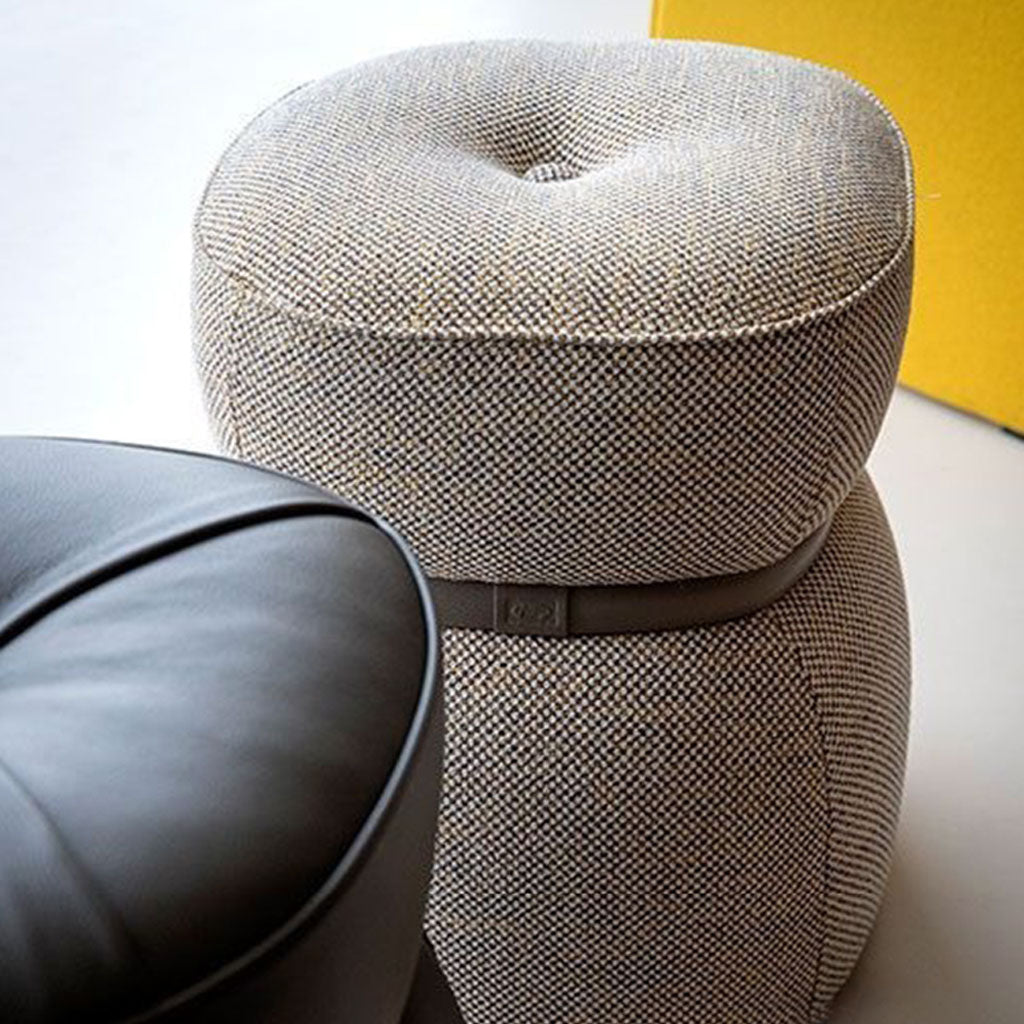 SAIGE POUF LIGHT GREY CLOSE UP LIFESTYLE