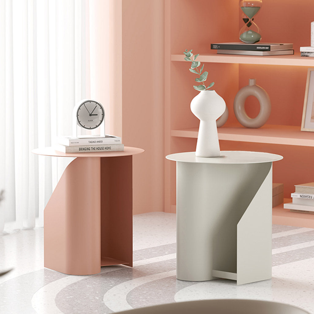 Sentrum Steel Side Table White Pink