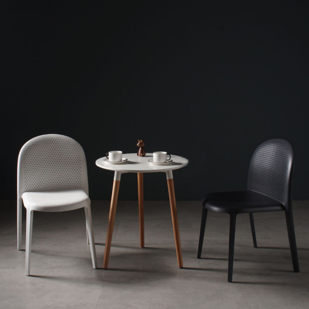 SLETT Dining Chair White Black Pair