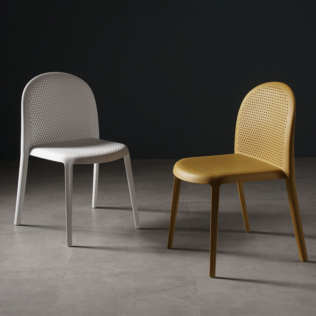 SLETT Dining Chair White Yellow Pair