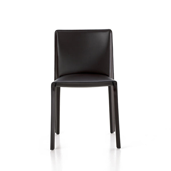 VEFJA DINING CHAIR SADDLE BLACK LEATHER FRONT