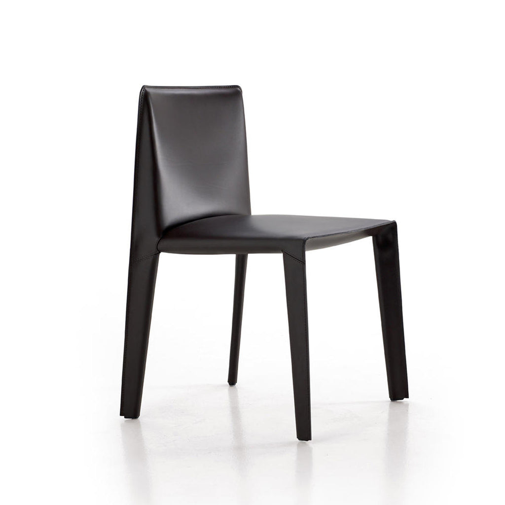 VEFJA DINING CHAIR SADDLE BLACK LEATHER SIDE
