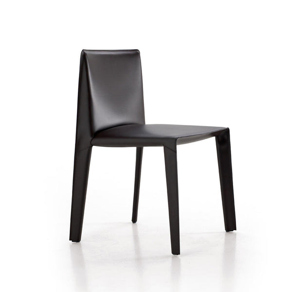VEFJA DINING CHAIR SADDLE BLACK LEATHER SIDE