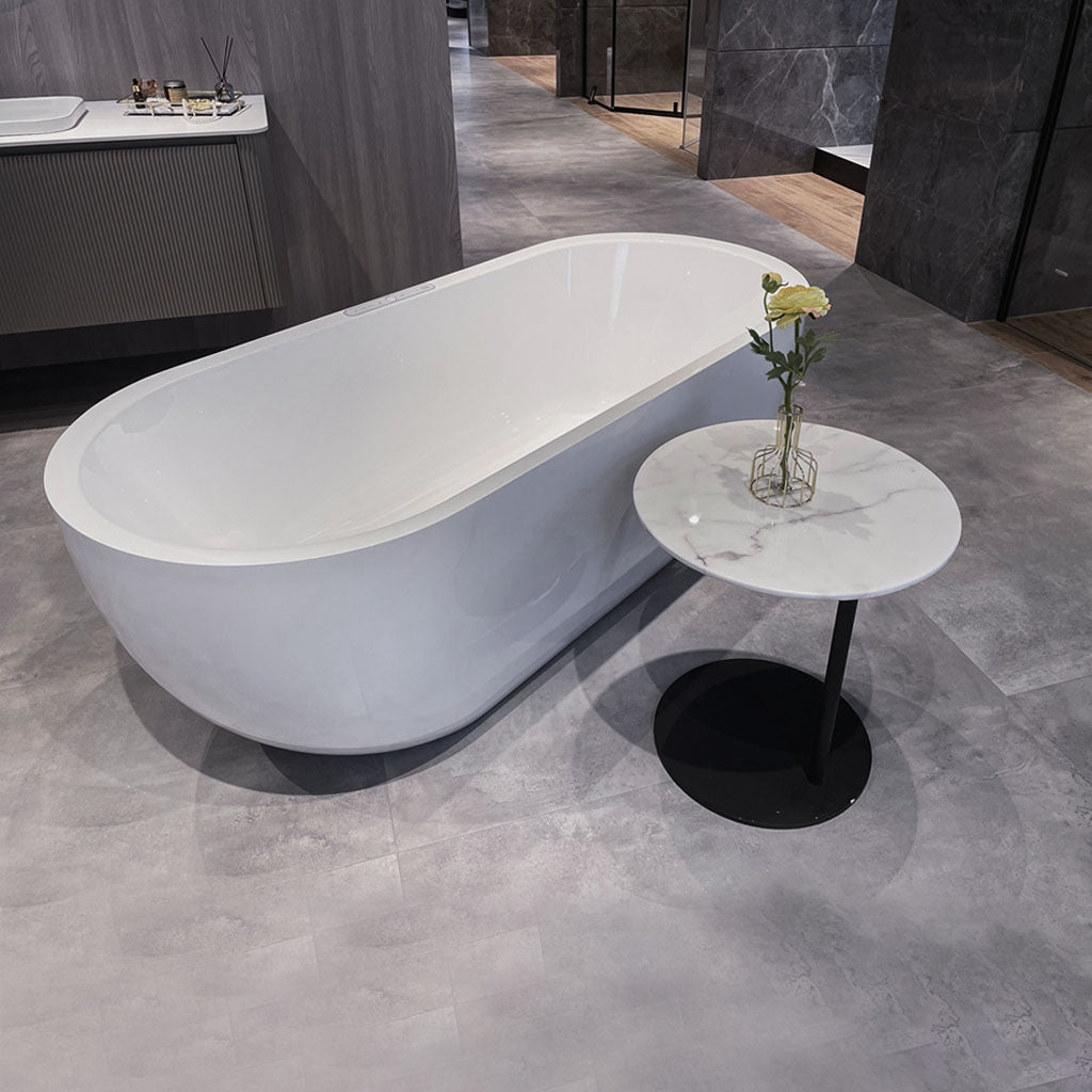    Vic Side Table Marble White Bathtup